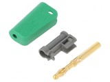 Mufă Banană Verde 4mm Neizolat Aurit 19A