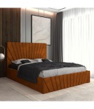 Pat Tapitat Toma Caramiziu + Saltea Lux Ortopedica 160x200cm