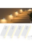 Lumină de noapte cu senzor de mișcare, pachet de 4 bucăți, iluminat re&icirc;ncărcabil pentru scări cu senzor de mișcare, lumină de noapte LED pentru copii