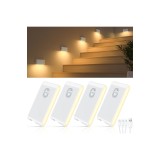 Lumină de noapte cu senzor de mișcare, pachet de 4 bucăți, iluminat re&icirc;ncărcabil pentru scări cu senzor de mișcare, lumină de noapte LED pentru copii