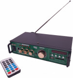 Amplificator audio stereo, bluetooth, MP3, 2 x 25W, AUX, mufa microfon,