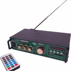 Amplificator audio stereo, bluetooth, MP3, 2 x 25W, AUX, mufa microfon,