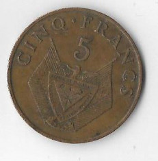 Moneda 5 francs 1987 - Rwanda foto