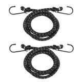 Corzi elastice negre cu c&acirc;rlige pentru bagaje, 120x0.8cm, 2 bucăți, CMCLASS