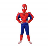 Costum Clasic Spiderman cu muschi IdeallStore&reg;, 5-6 ani, poliester, rosu