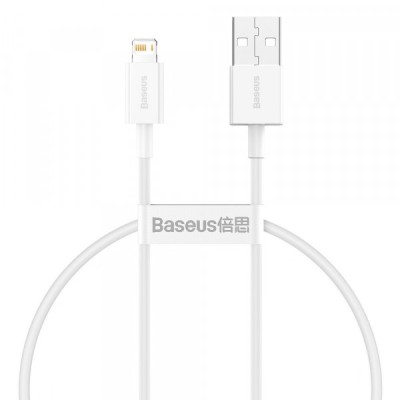 Cablu Date si Incarcare USB-A - Lightning Baseus Superior Series, 20W, 0.25m, Alb CALYS-02 foto