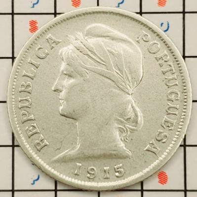 Portugalia 10 centavos 1915 argint - km 563 - A008 foto