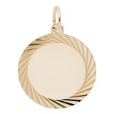 Pandantiv Rotund din Aur Galben 14K &ndash; Disc Gravabil cu Taietura Diamond, 18 mm