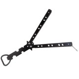 Cumpara ieftin Briceag Fluture Antrenament IdeallStore, Deschizator Sticle, Negru, 20.5cm, Otel Inoxidabil, Balisong