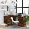 Birou Colt Stejar Fumuriu 145x100 cm vidaXL Lemn Birou Calculator Maro