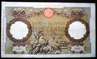 390 ITALIA 100 LIRE 1937-1942 SR. 880 foto