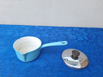 Cratita cu capac si maner, 12 cm, 0.6 L, albastru foto