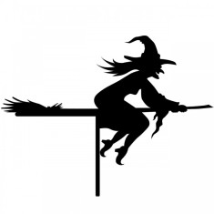 Decoratiune Bad Witch Halloween KRO-1110, dimensiune 45x40cm, negru