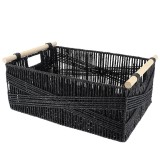 Coș Depozitare H&acirc;rtie / Metal / Lemn 44X31X17 Cm Negru | Organizatoare Baie