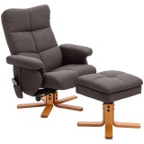 Scaun de masaj HOMCOM cu taburet, 360&deg; rotativ, electric, cu funcție de &icirc;ntindere și spațiu de depozitare, scaun de relaxare pentru televizor, poliest
