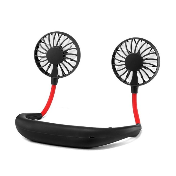 Ventilator Portabil pentru Gat, 3 Viteze si Lumini LED, cu Acumulator Intern si Pastila Aromaterapy, Policarbonat Premium, Rosu, CBD CORAL BEST DEALS