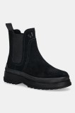 Gant botine din piele &icirc;ntoarsă Wintly culoarea negru, cu toc plat, izolare ușoară, 31553084