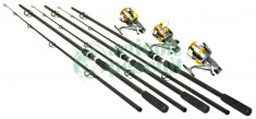 Set 3 Lansete Crap / Caras MACKEREL &amp;amp; BASS 3m cu 3 Mulinete 9 Rulmenti foto