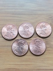 Moneda USA Lincoln One Cent 1999,2001,2005,2007,2017 D -Luciu de batere