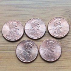 Moneda USA Lincoln One Cent 1999,2001,2005,2007,2017 D -Luciu de batere