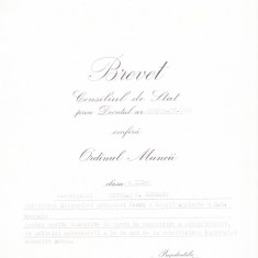 AMS# - BREVET ORDINUL MUNCII CL. III, 1971