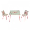 Set Birou si 2 Scaune Copii U-Grow Pink Forest, Mobilier Activitati, Desen, Pictura, 60x60x44 cm