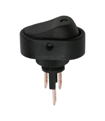 Interupator basculant 1 circuit 12V 20A OFF-ON LED verde cu retinere 2 pini foto