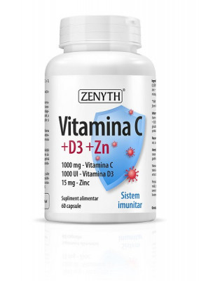 Vitamina c 100mg+d3 1000ui+zn 15mg 60cps foto