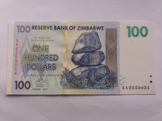 Zimbabwe 100 dollars 2007- UNC foto