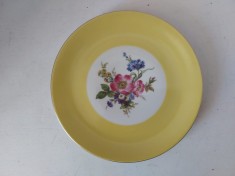 Farfurie de portelan fin, Wunsiedel Bavaria Germany, decorata cu flori, 19.5cm diametru