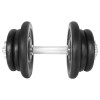 Gantera 22kg, Set 6 Discuri Otel, Negru/Argintiu, DHS Fitness, Bara 35cm, Filetata, Sigurante Incluse, Fitness, Expert