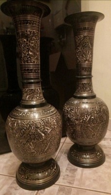 Spectaculoase vaze pereche din bronz masiv dimensiuni i foto