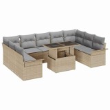vidaXL Set de canapele pentru grădină 10 pcs Bej 100 x 55 x 73 cm