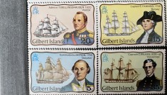 PC484 - GILBERT ISLANDS 1977 Vapoare/ Corabii/ Exploratori, serie MNH, 4v