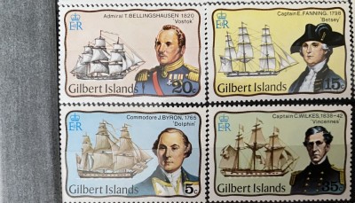 PC484 - GILBERT ISLANDS 1977 Vapoare/ Corabii/ Exploratori, serie MNH, 4v foto