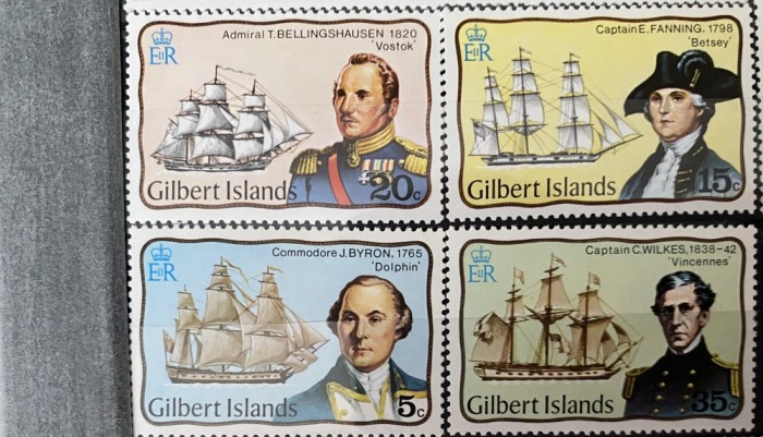 PC484 - GILBERT ISLANDS 1977 Vapoare/ Corabii/ Exploratori, serie MNH, 4v