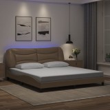 vidaXL Cadru de pat cu LED, cappuccino, 180x200 cm, piele ecologică