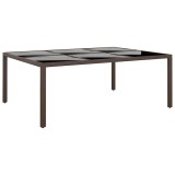 Cumpara ieftin Masa de gradina cu blat din sticla, maro, 200x150x75 cm, ratan