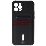 Husa iPhone 12 Pro Neagra TPU Card Holder Protectie Slim