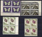 Ro.1956 -Lp 413 +413a -Insecte daunat. -cu 1,75 culoare schimb.- bloc 4 -MNH, Nestampilat
