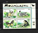 FLU 83 - FLUTURI + FAUNA - ONU - BIROUL NEW YORK - BLOC NESTAMPILAT MNH