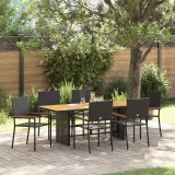 vidaXL Set de dining pentru grădină , 7 piese, negru, din ratan sintetic