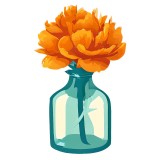 Cumpara ieftin Sticker decorativ Floare, Portocaliu, 90 cm, 7970ST, Oem