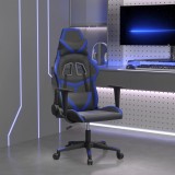 Scaun Gaming Masaj vidaXL, Piele Ecologica, Negru/Albastru, Inaltime Reglabila, Pivotant 360&deg;, Suport Lombar, 110 kg