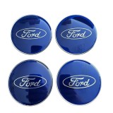 Set 4 embeme pentru capace roti 68mm Ford compatibil/inlocuitor janta aliaj, Albastru, Autohelix MSA