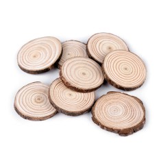 Set 8 rondele din lemn pentru decoratiuni, 20 - 40 mm, natur