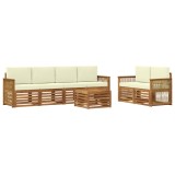 vidaXL Set de canapele de exterior cu pernă 7 pcs Natural și Crem 3384056