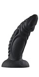 Dildo Dino cu Ventuza, Silicon Lichid, Negru, 20 cm, Guilty Toys