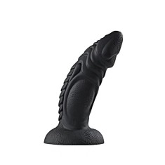 Dildo Dino cu Ventuza, Silicon Lichid, Negru, 20 cm, Guilty Toys