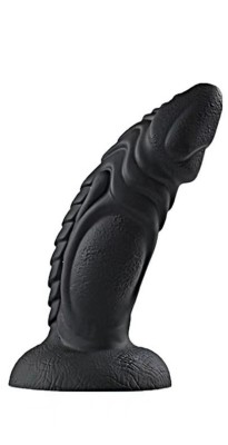 Dildo Dino cu Ventuza, Silicon Lichid, Negru, 20 cm, Guilty Toys foto